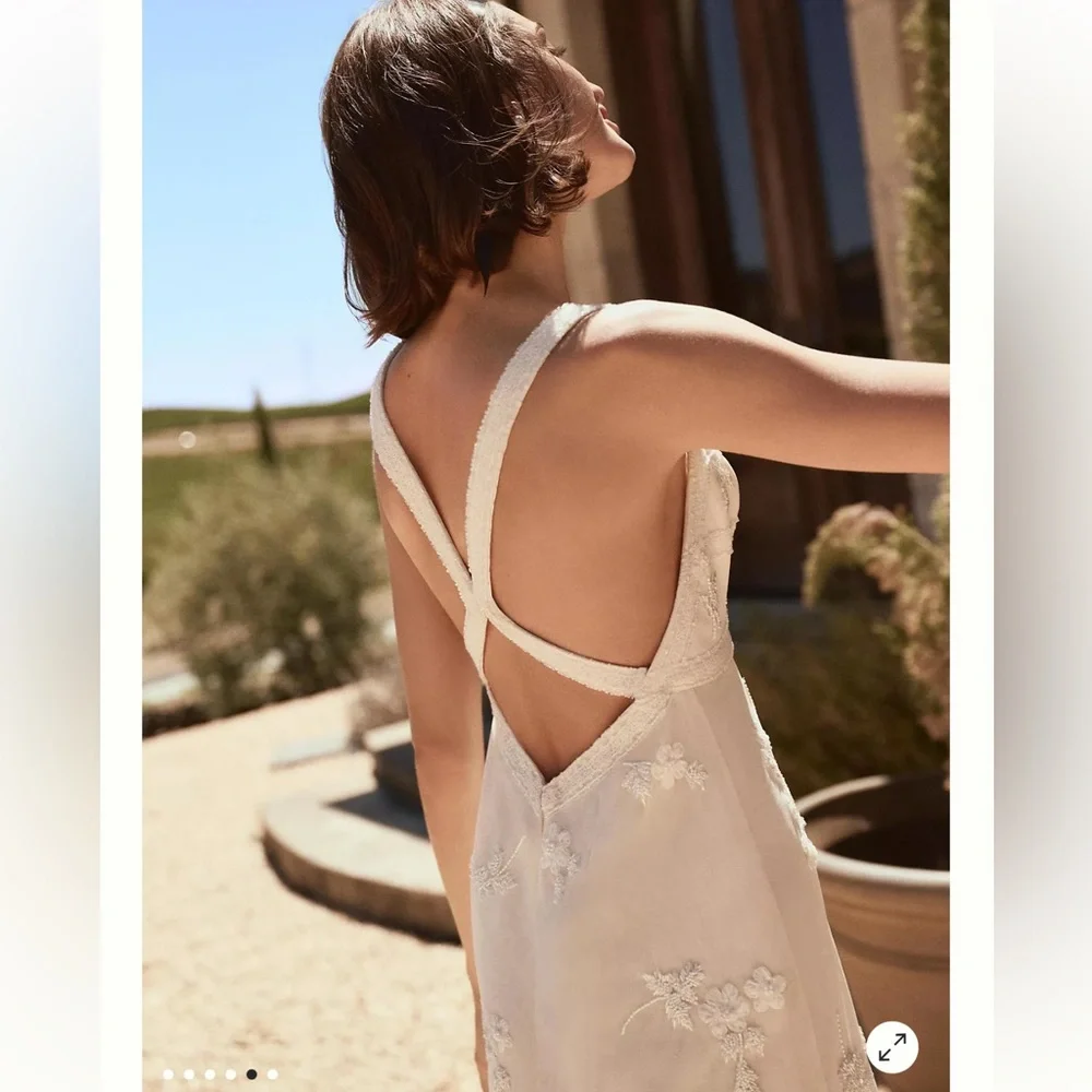 Anthropologie BHLDN Micheline Embellished Square Neck Column Wedding Dress 2 - Picture 4 of 12